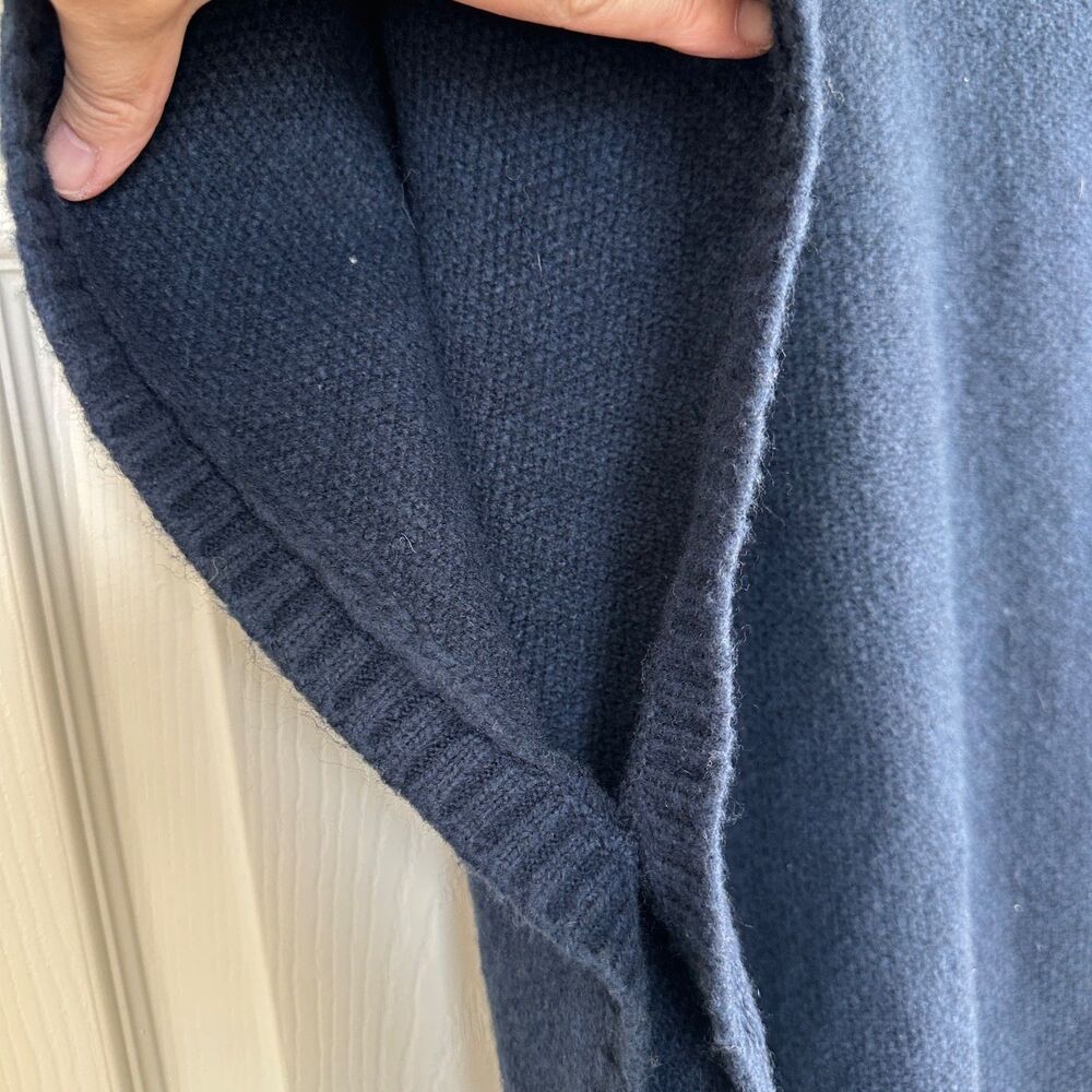 Loft Women's Wool Blend Oversized Poncho Sweater Navy Blue XS/S Pullover Top - Picture 6 of 9